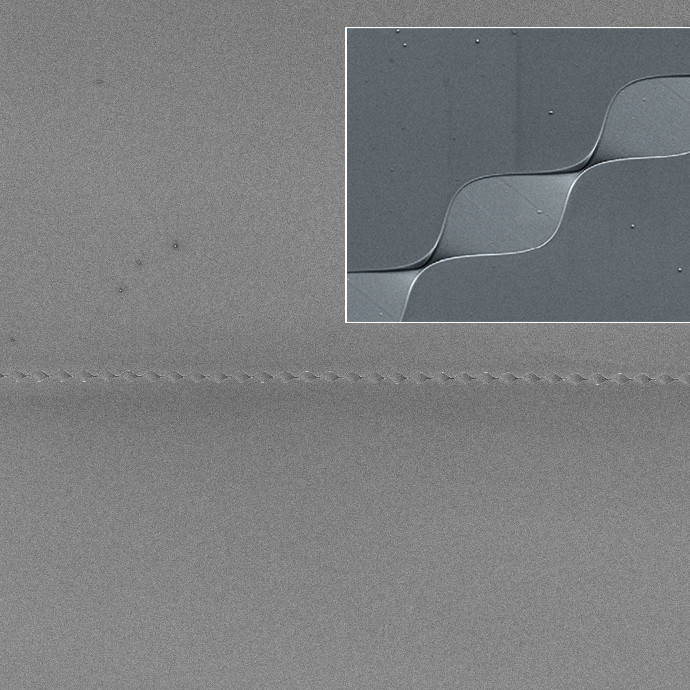 SEM image of a a 1 mm long micro-fluidic mixer channel