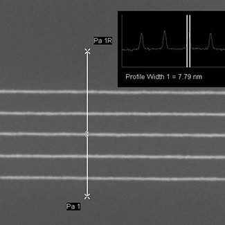 SEM image showing < 8 nm lines