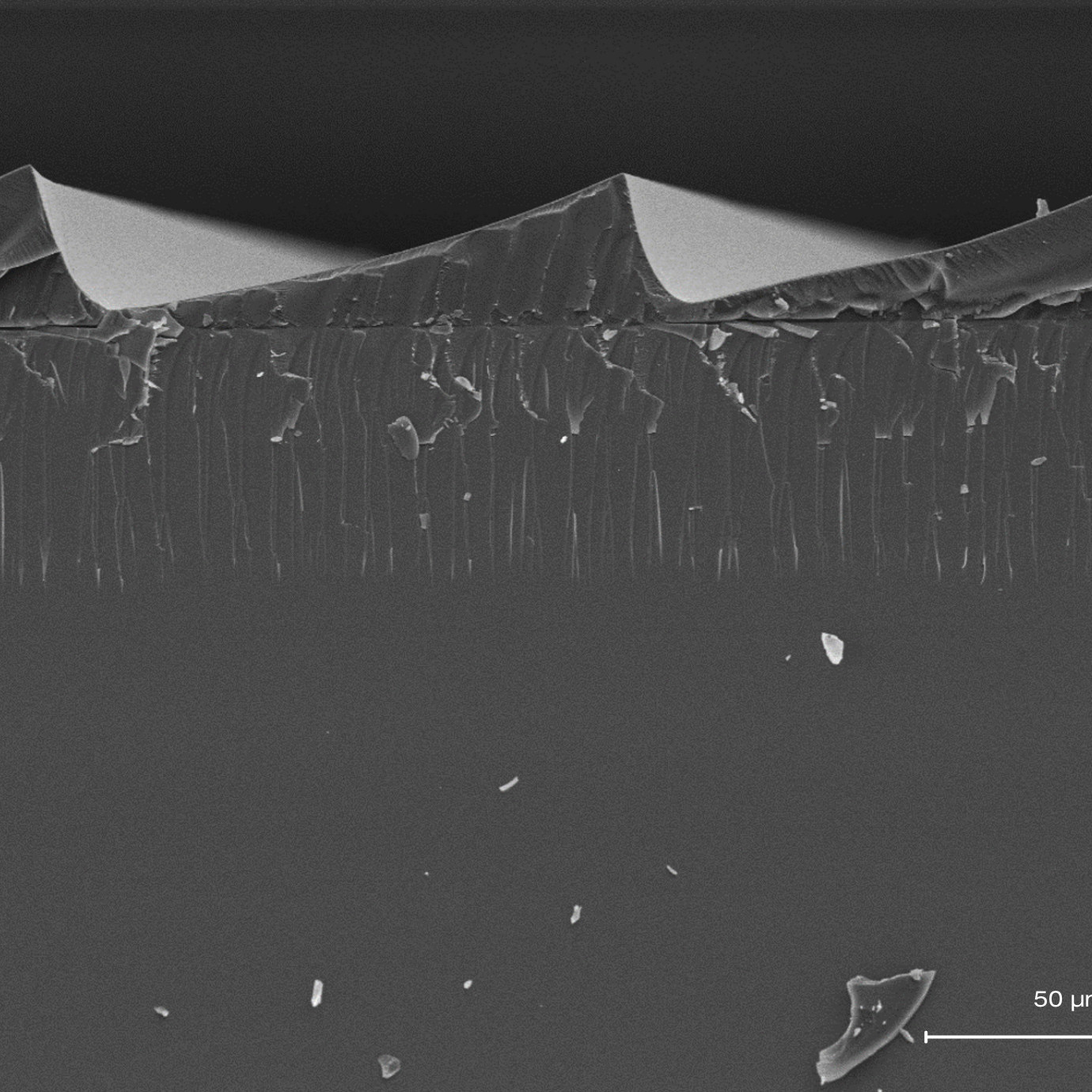 SEM image of a blazed grating with thick resist by laser beam lithography