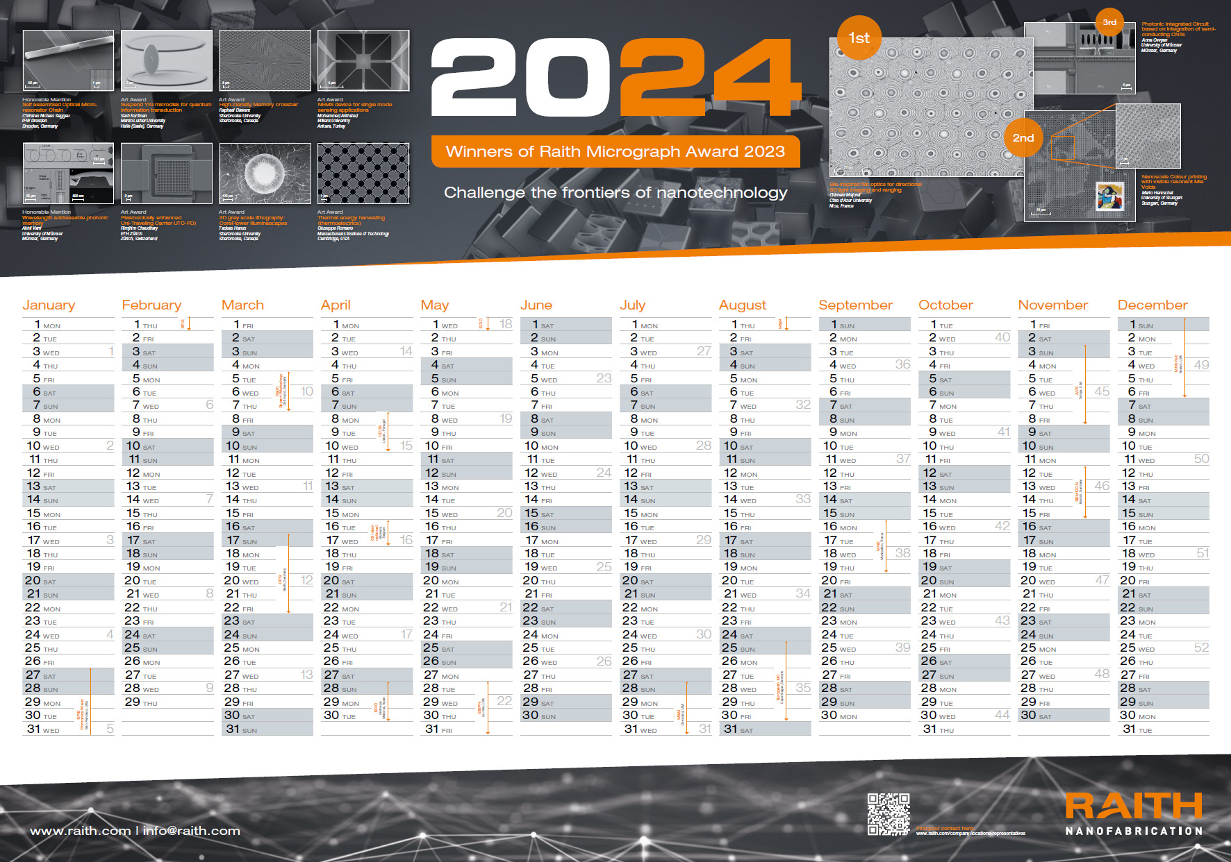 Image of the RAITH wall calendar 2024